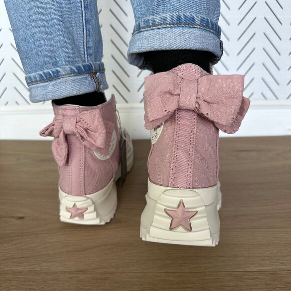 ❤️Converse Run Star Hike Hi Dusty 11.5 Women Shoes Embroidered Bow Pink A09781C - Picture 1 of 13